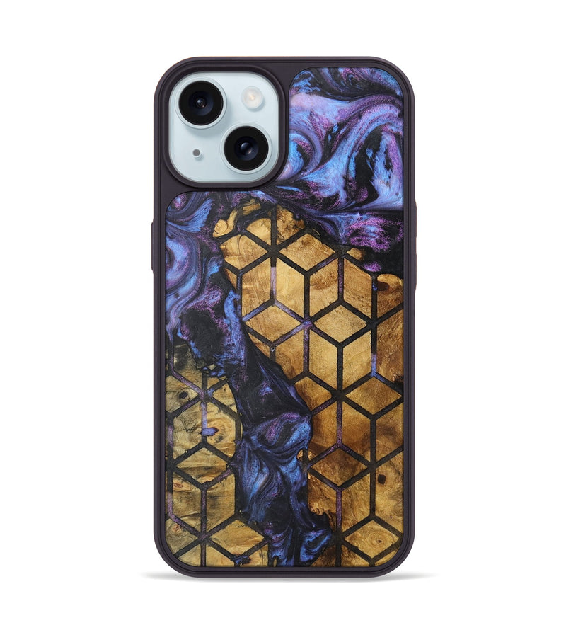 iPhone 15 Wood+Resin Phone Case - Nia (Pattern, 722330)