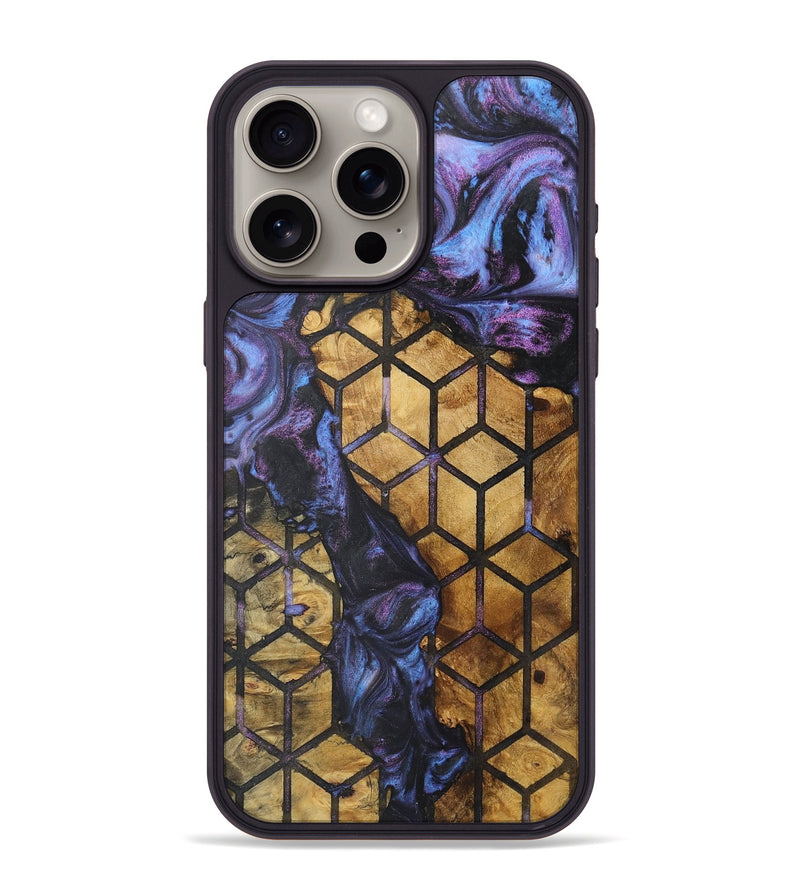 iPhone 15 Pro Max Wood+Resin Phone Case - Nia (Pattern, 722330)