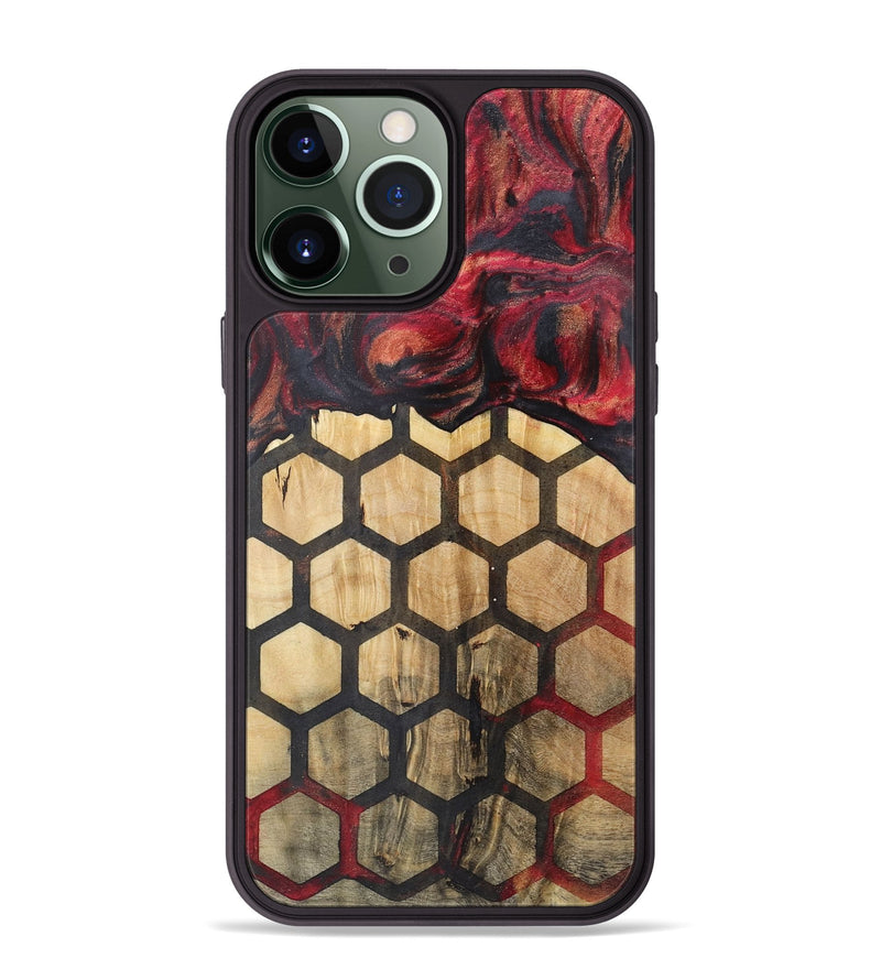 iPhone 13 Pro Max Wood+Resin Phone Case - Natasha (Pattern, 722332)