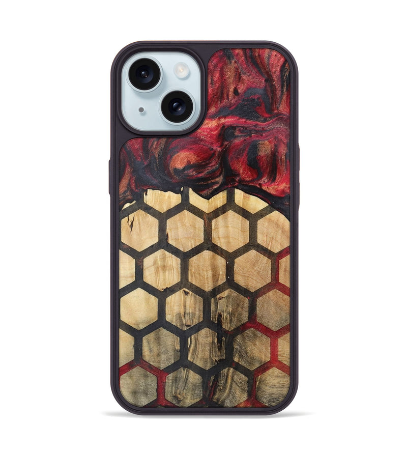 iPhone 15 Wood+Resin Phone Case - Natasha (Pattern, 722332)