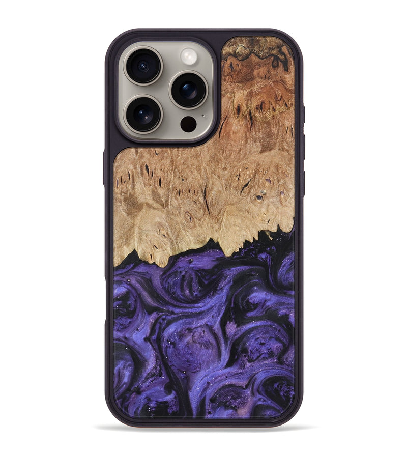 iPhone 16 Pro Max Wood+Resin Phone Case - Isabel (Purple, 722334)