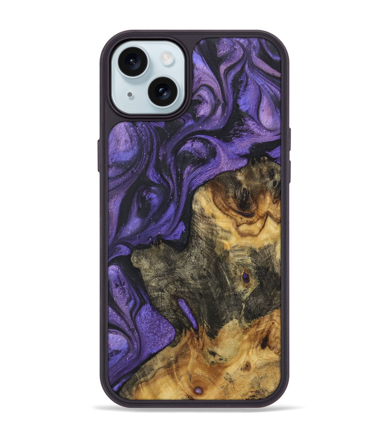 iPhone 15 Plus Wood+Resin Phone Case - Eliza (Purple, 722335)