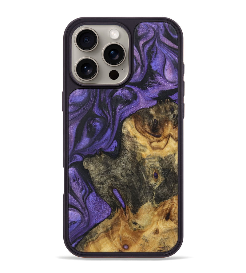 iPhone 16 Pro Max Wood+Resin Phone Case - Eliza (Purple, 722335)