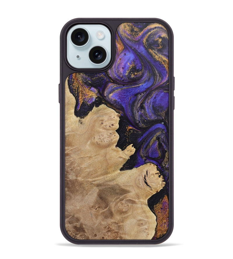 iPhone 15 Plus Wood+Resin Phone Case - Chester (Purple, 722336)