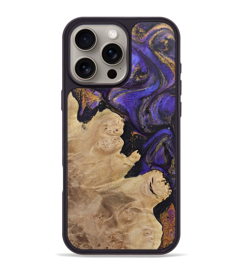 iPhone 16 Pro Max Wood+Resin Phone Case - Chester (Purple, 722336)