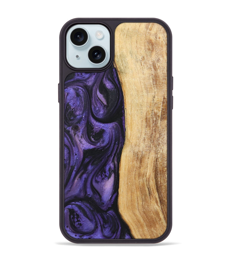 iPhone 15 Plus Wood+Resin Phone Case - Elisa (Purple, 722338)