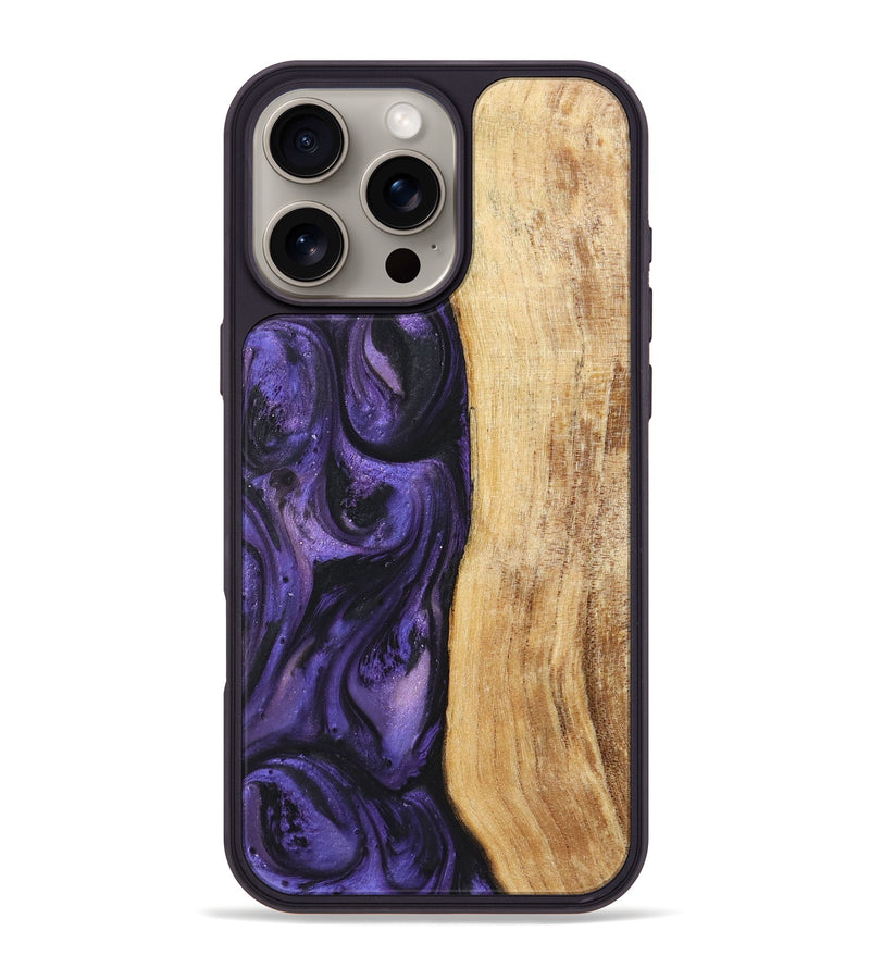 iPhone 16 Pro Max Wood+Resin Phone Case - Elisa (Purple, 722338)