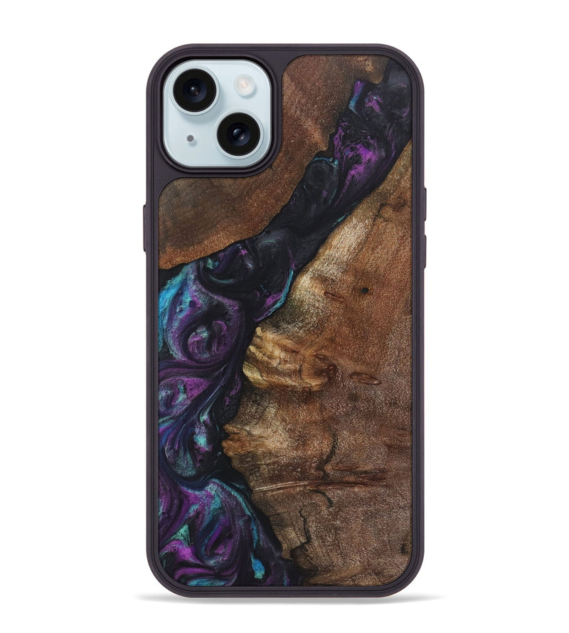 iPhone 15 Plus Wood+Resin Phone Case - Stacy (Purple, 722341)