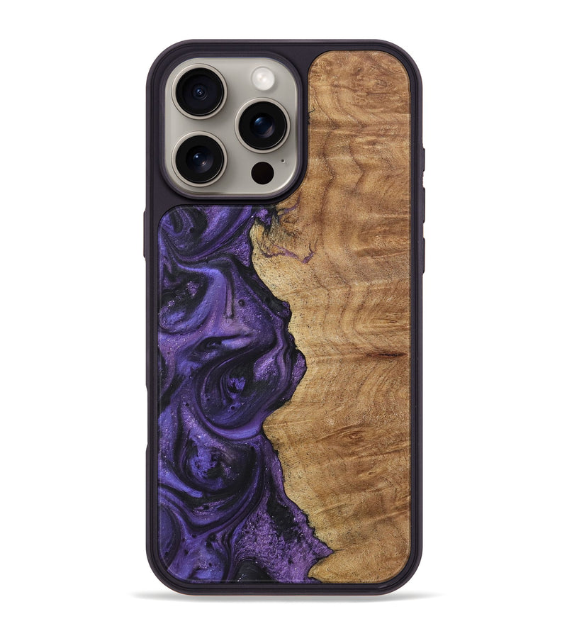 iPhone 16 Pro Max Wood+Resin Phone Case - Nettie (Purple, 722343)