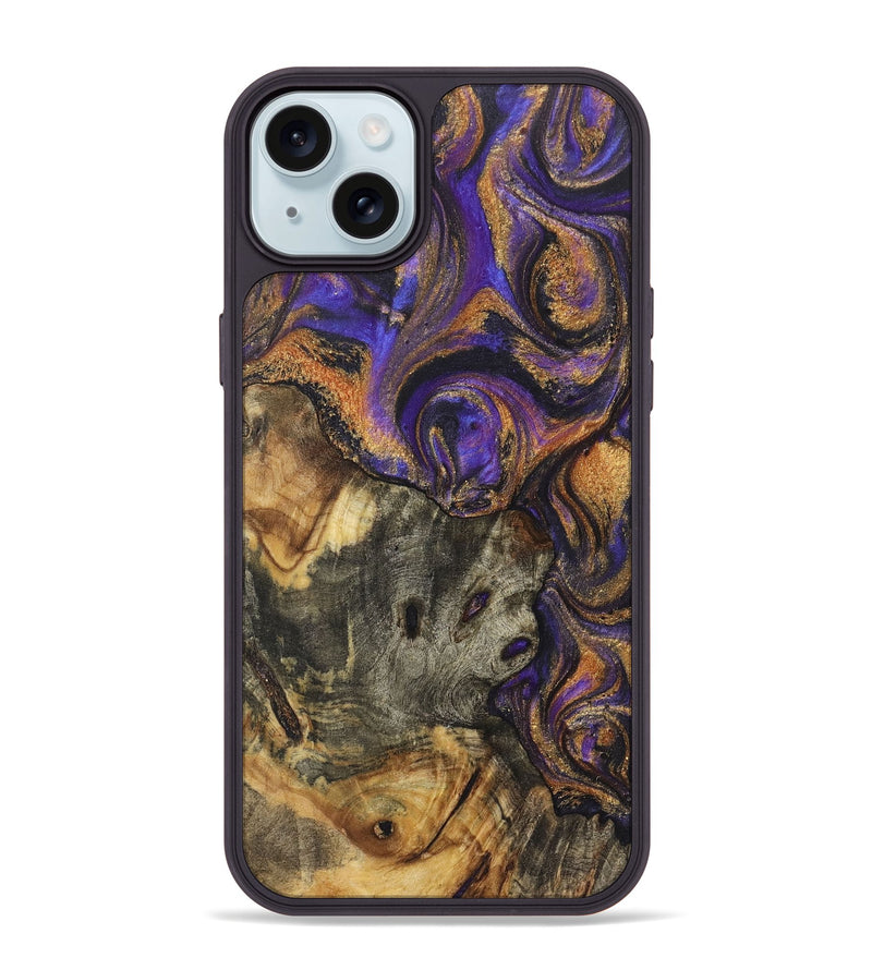 iPhone 15 Plus Wood+Resin Phone Case - Silas (Purple, 722344)