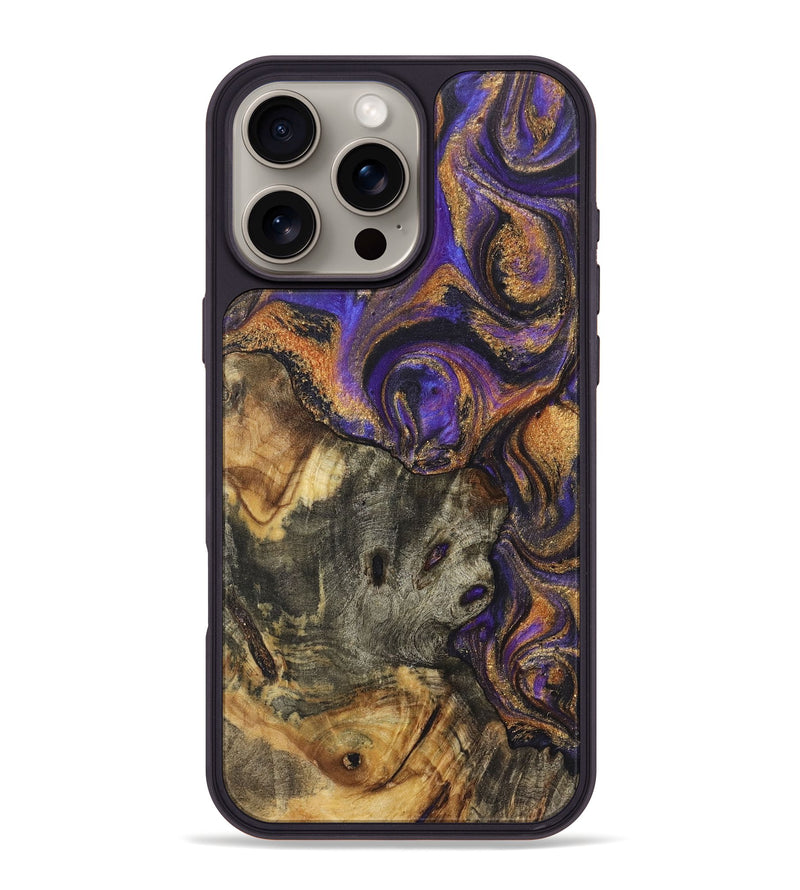 iPhone 16 Pro Max Wood+Resin Phone Case - Silas (Purple, 722344)