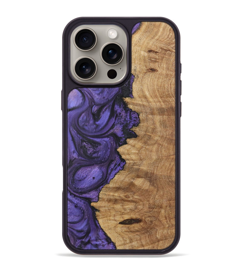 iPhone 16 Pro Max Wood+Resin Phone Case - Conor (Purple, 722345)