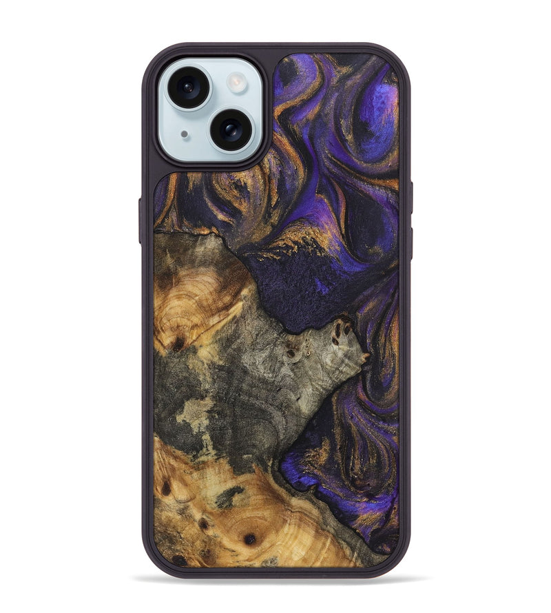 iPhone 15 Plus Wood+Resin Phone Case - Katrina (Purple, 722348)