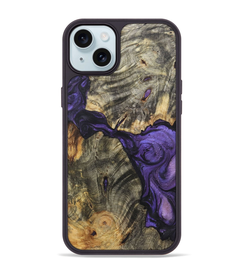 iPhone 15 Plus Wood+Resin Phone Case - Chuck (Purple, 722349)