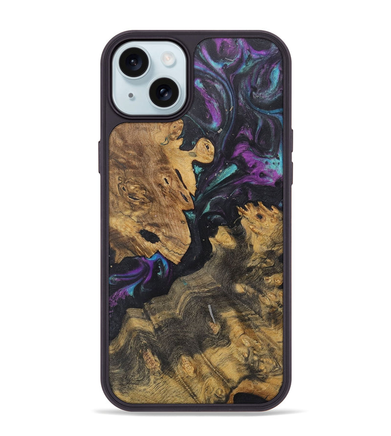 iPhone 15 Plus Wood+Resin Phone Case - Ariella (Purple, 722351)