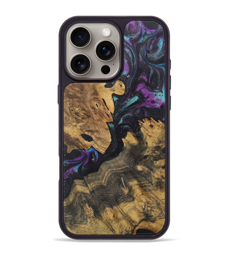 iPhone 16 Pro Max Wood+Resin Phone Case - Ariella (Purple, 722351)