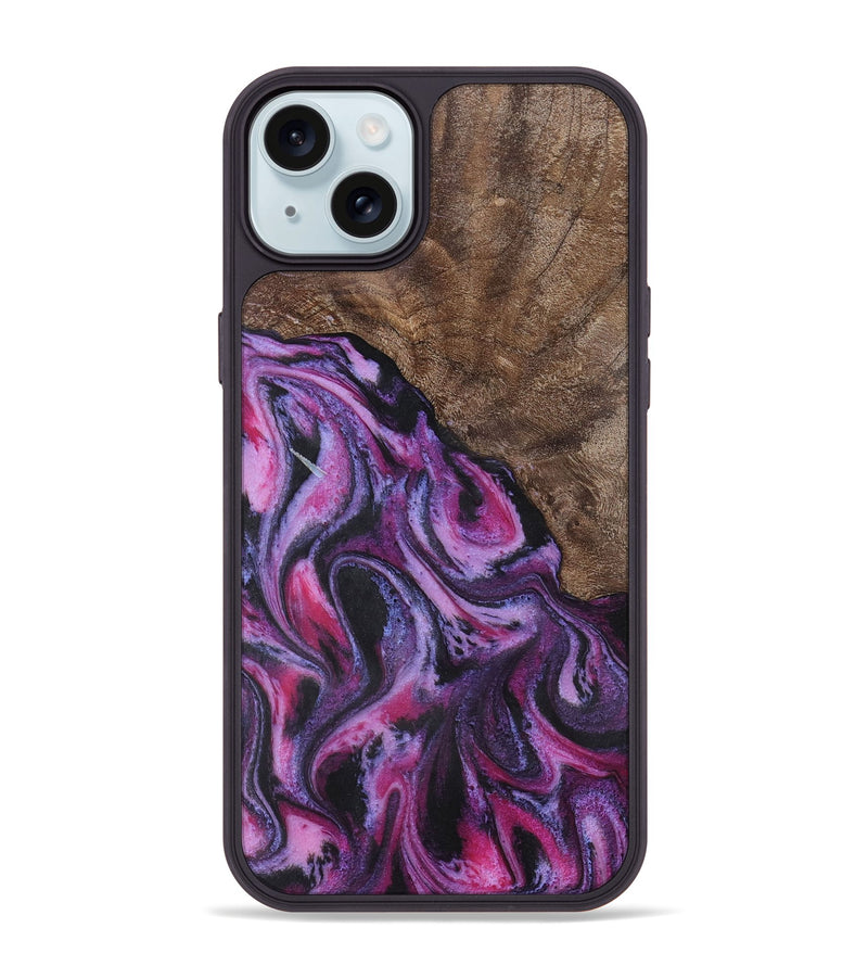 iPhone 15 Plus Wood+Resin Phone Case - Finn (Purple, 722353)