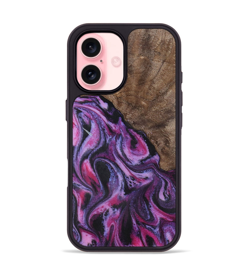 iPhone 16 Wood+Resin Phone Case - Finn (Purple, 722353)