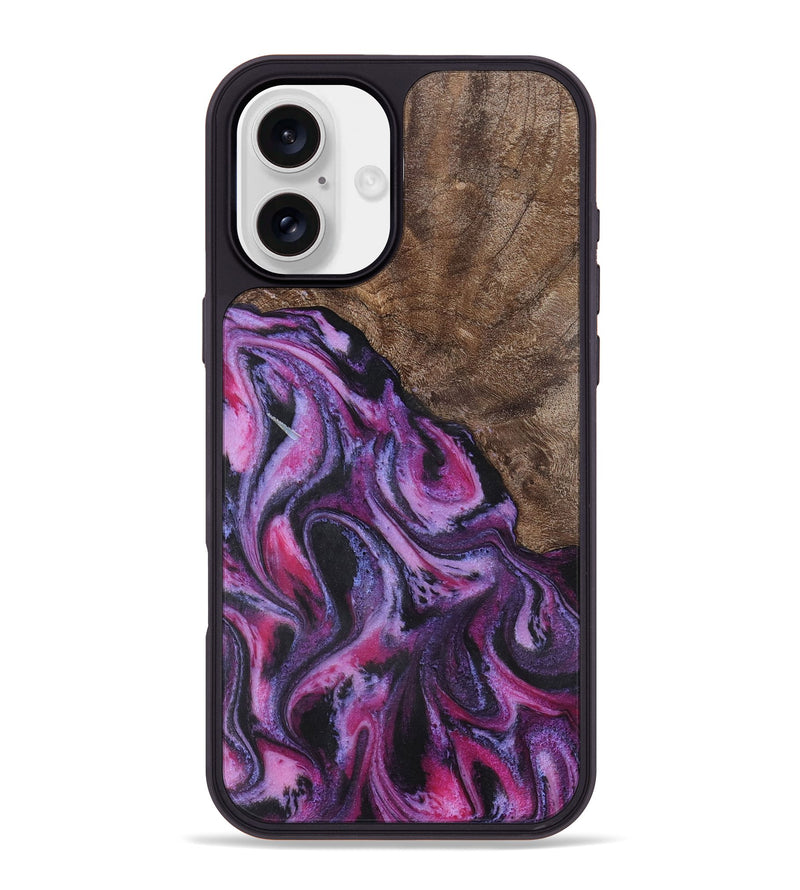 iPhone 16 Plus Wood+Resin Phone Case - Finn (Purple, 722353)