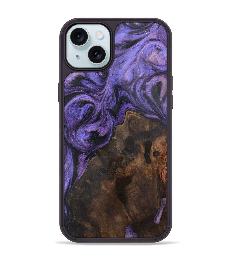 iPhone 15 Plus Wood+Resin Phone Case - Dante (Purple, 722354)