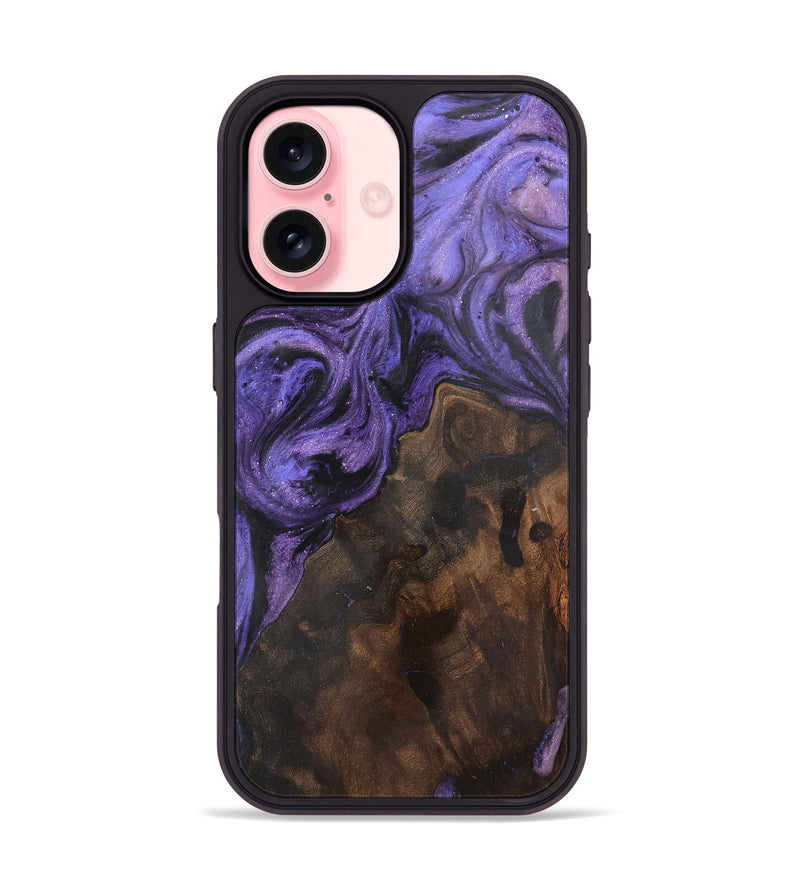 iPhone 16 Wood+Resin Phone Case - Dante (Purple, 722354)