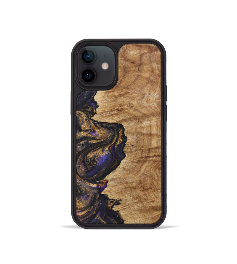 iPhone 12 mini Wood+Resin Phone Case - Debra (Purple, 722355)