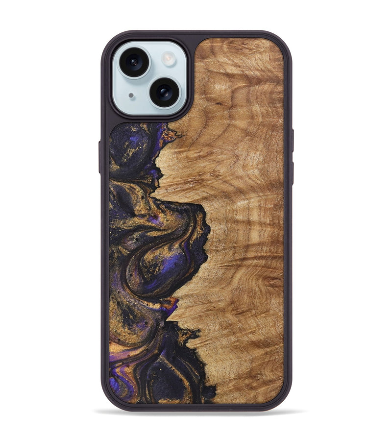 iPhone 15 Plus Wood+Resin Phone Case - Debra (Purple, 722355)