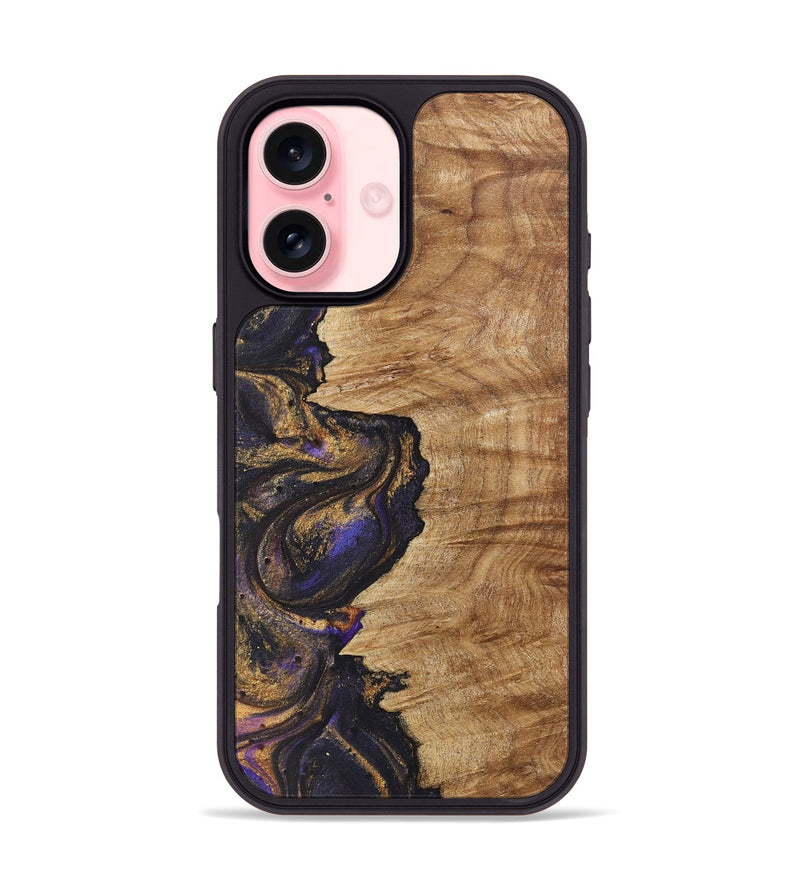 iPhone 16 Wood+Resin Phone Case - Debra (Purple, 722355)