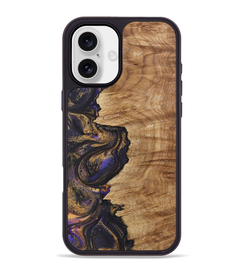 iPhone 16 Plus Wood+Resin Phone Case - Debra (Purple, 722355)