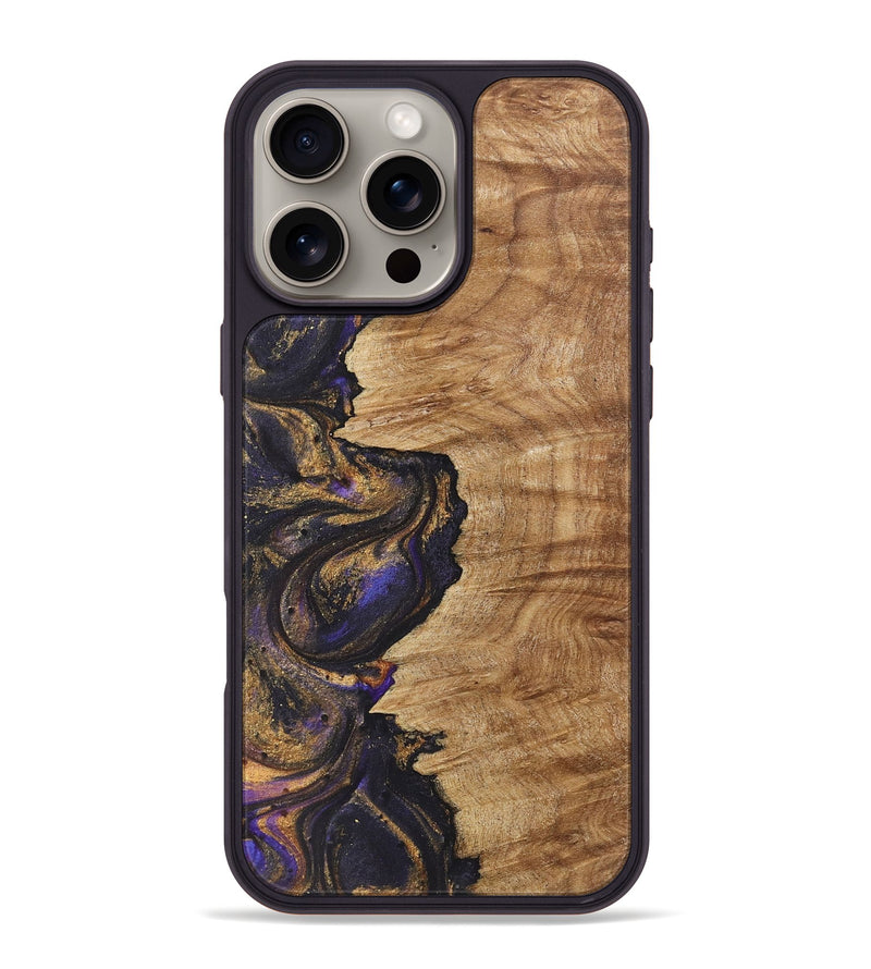 iPhone 16 Pro Max Wood+Resin Phone Case - Debra (Purple, 722355)