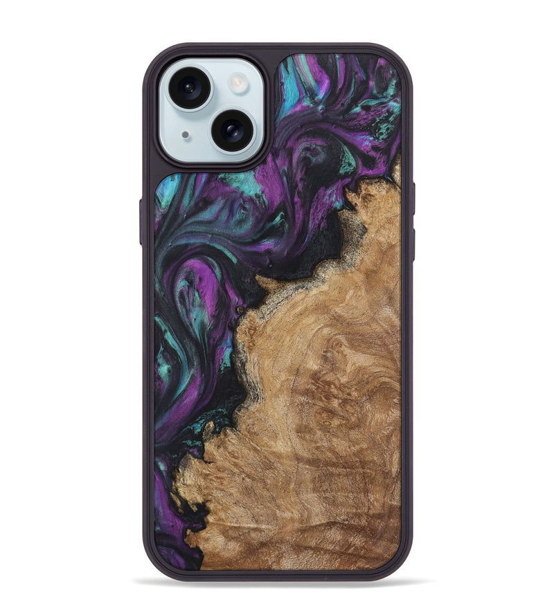 iPhone 15 Plus Wood+Resin Phone Case - Lukas (Purple, 722356)