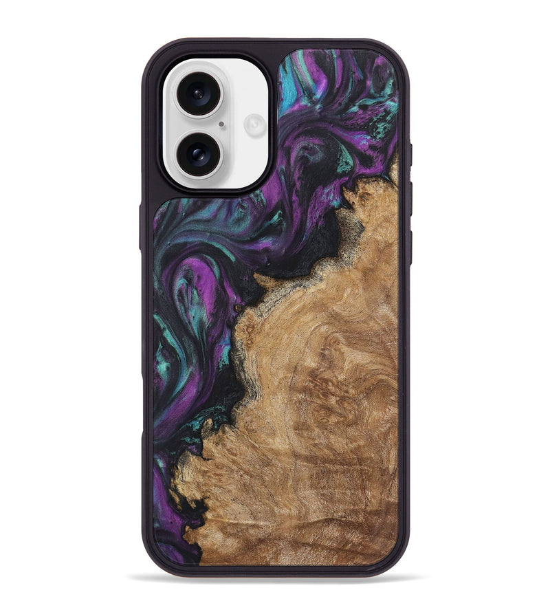 iPhone 16 Plus Wood+Resin Phone Case - Lukas (Purple, 722356)