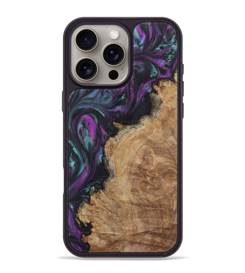 iPhone 16 Pro Max Wood+Resin Phone Case - Lukas (Purple, 722356)