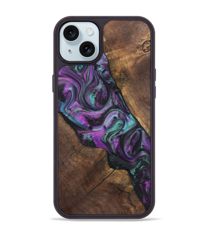 iPhone 15 Plus Wood+Resin Phone Case - Hector (Purple, 722360)