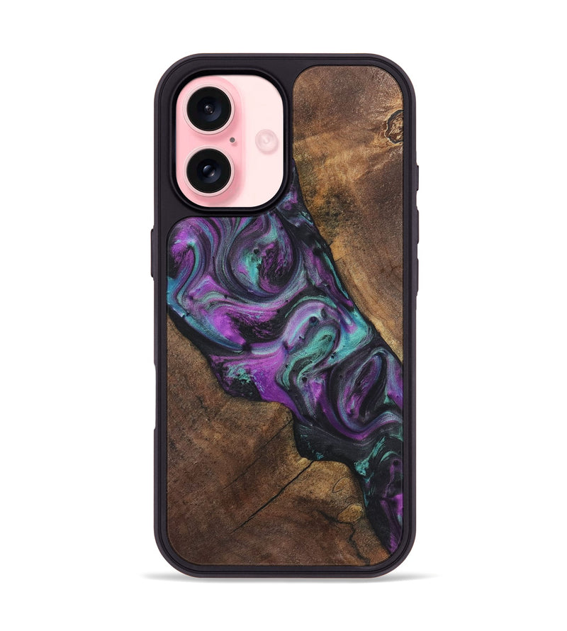 iPhone 16 Wood+Resin Phone Case - Hector (Purple, 722360)