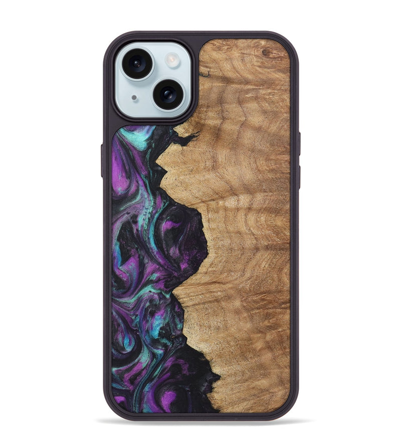 iPhone 15 Plus Wood+Resin Phone Case - Regina (Purple, 722361)