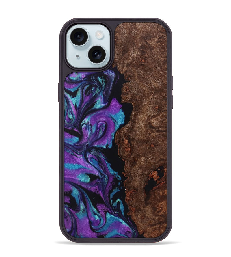 iPhone 15 Plus Wood+Resin Phone Case - Ashlyn (Purple, 722364)