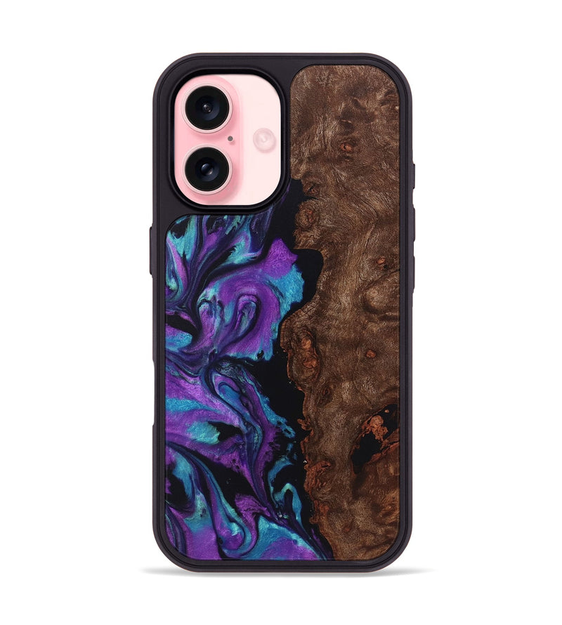 iPhone 16 Wood+Resin Phone Case - Ashlyn (Purple, 722364)