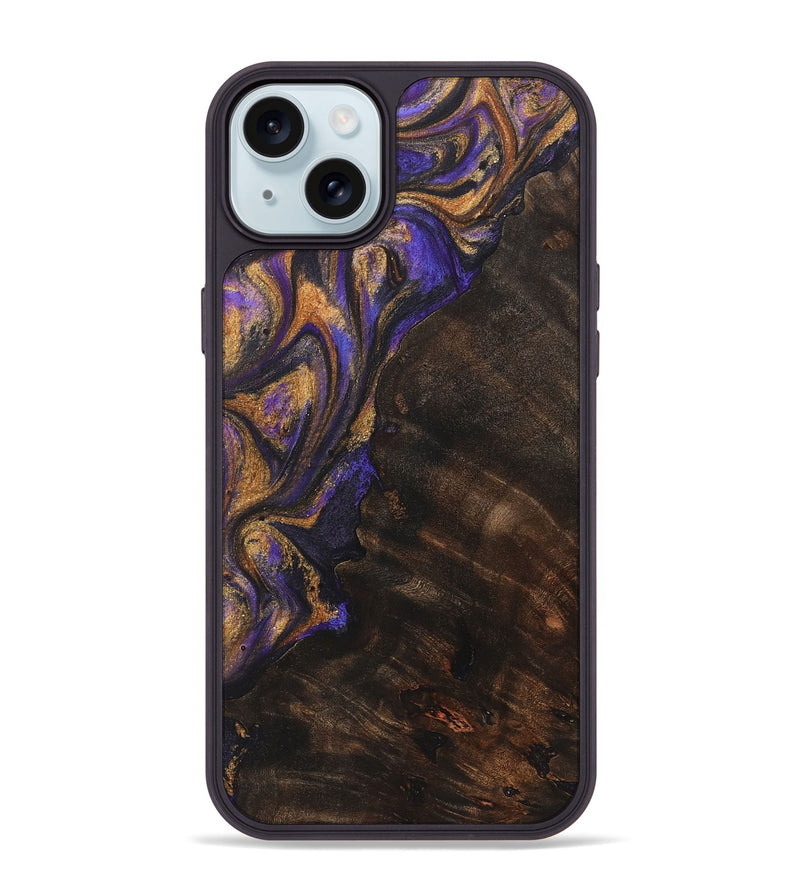 iPhone 15 Plus Wood+Resin Phone Case - Bobbie (Purple, 722366)