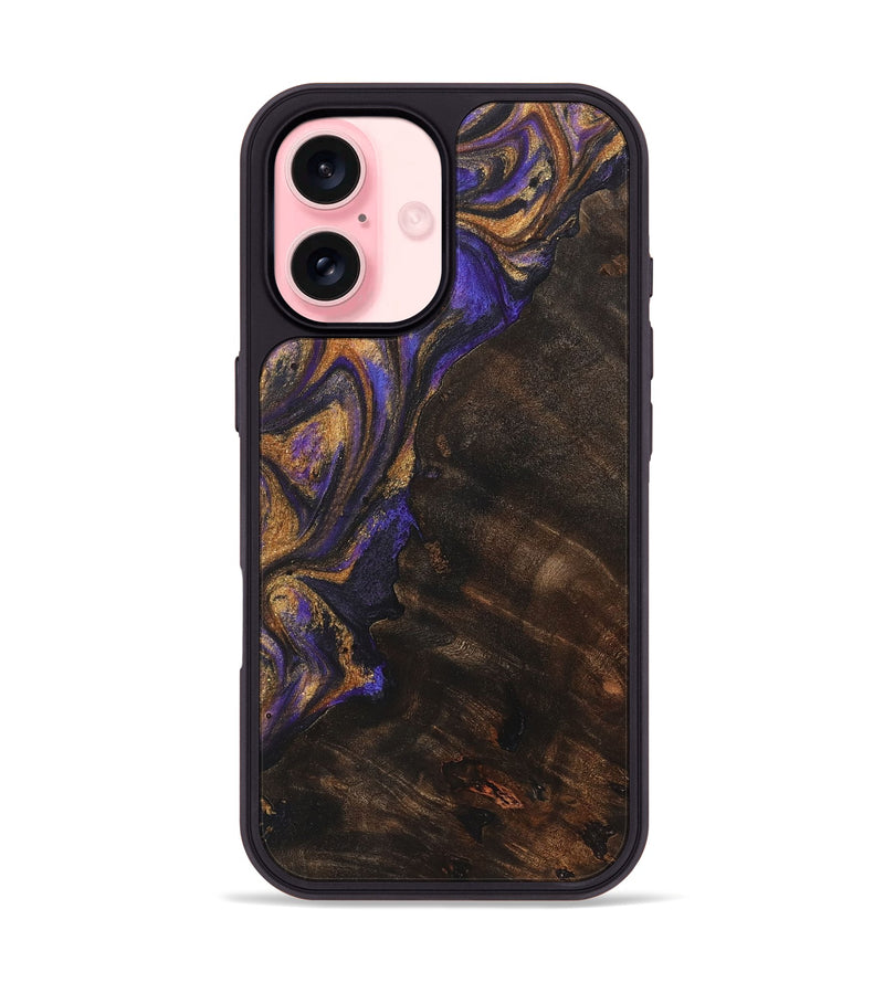 iPhone 16 Wood+Resin Phone Case - Bobbie (Purple, 722366)