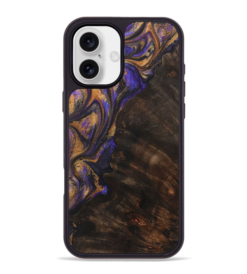 iPhone 16 Plus Wood+Resin Phone Case - Bobbie (Purple, 722366)