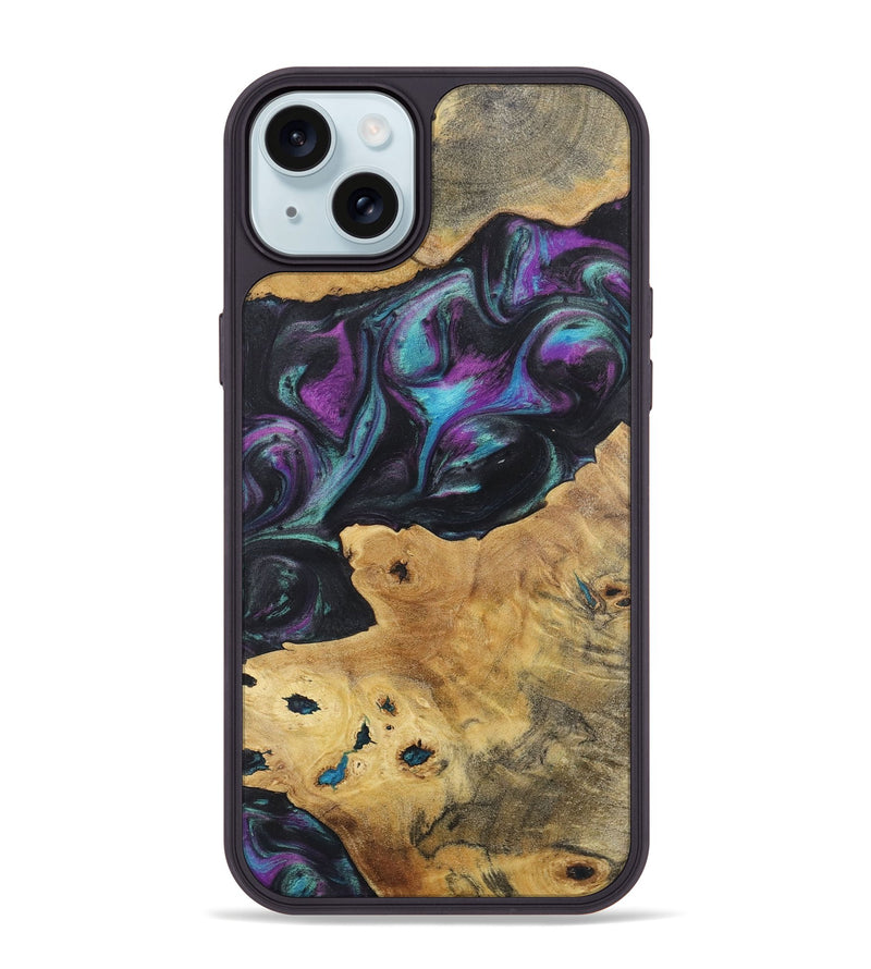 iPhone 15 Plus Wood+Resin Phone Case - Amelia (Purple, 722367)