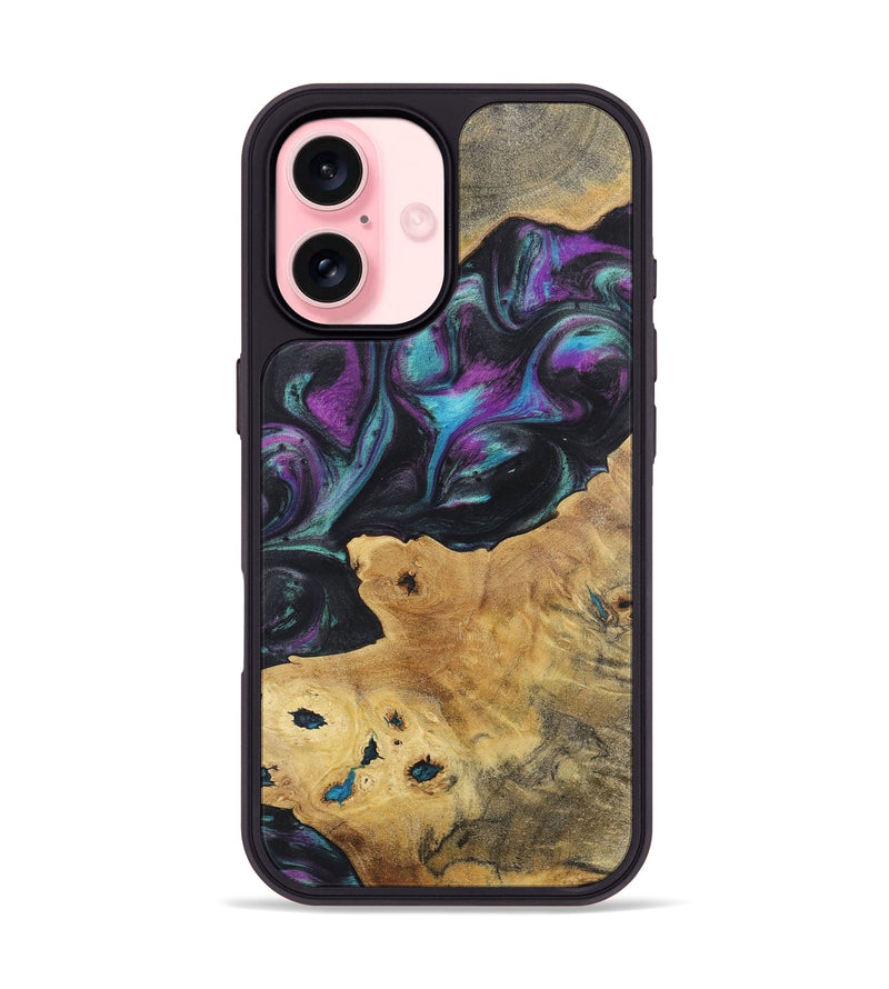 iPhone 16 Wood+Resin Phone Case - Amelia (Purple, 722367)