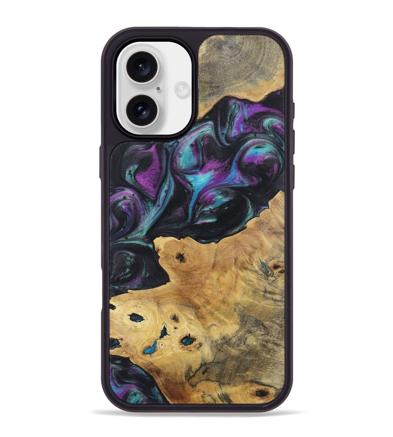 iPhone 16 Plus Wood+Resin Phone Case - Amelia (Purple, 722367)