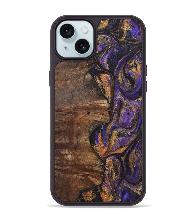 iPhone 15 Plus Wood+Resin Phone Case - Lara (Purple, 722368)