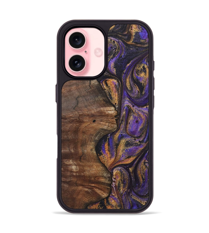 iPhone 16 Wood+Resin Phone Case - Lara (Purple, 722368)