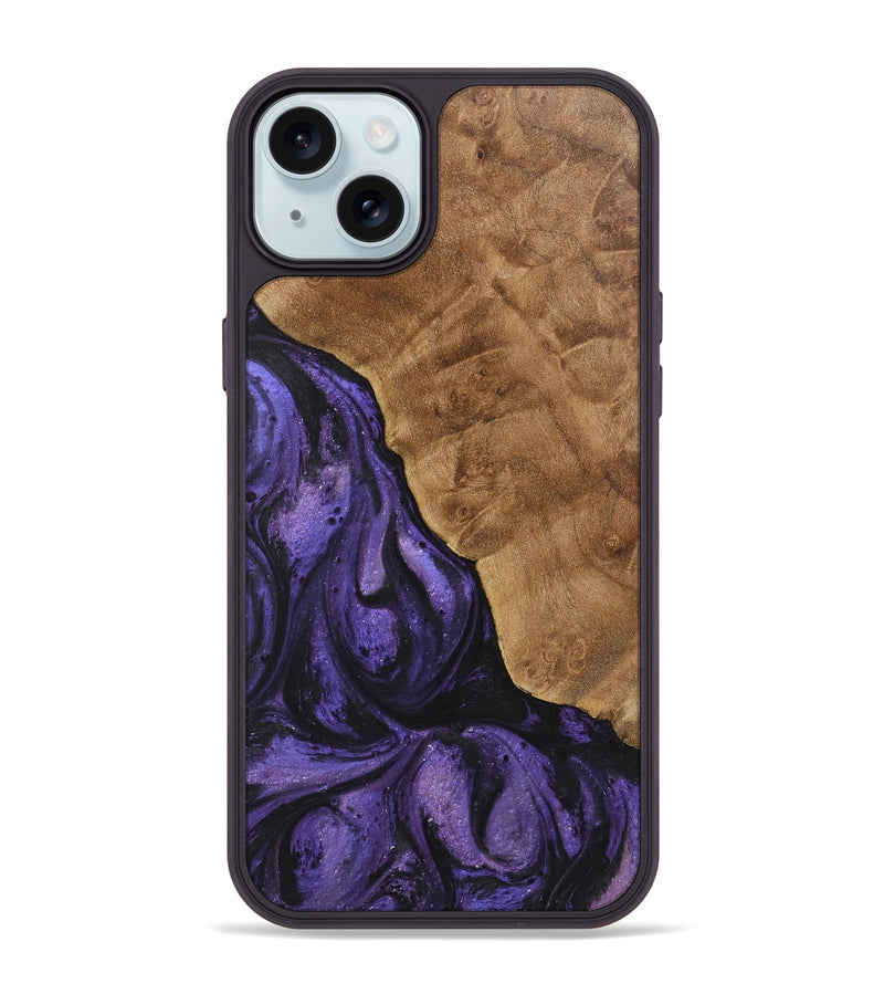 iPhone 15 Plus Wood+Resin Phone Case - Gillian (Purple, 722369)