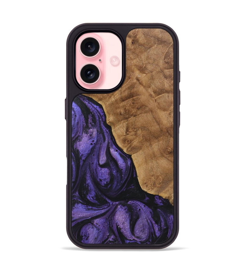 iPhone 16 Wood+Resin Phone Case - Gillian (Purple, 722369)