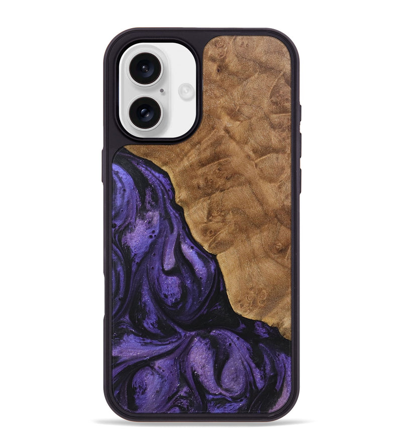 iPhone 16 Plus Wood+Resin Phone Case - Gillian (Purple, 722369)