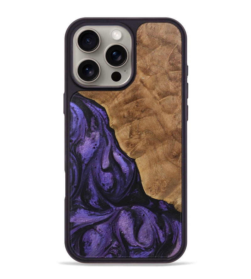 iPhone 16 Pro Max Wood+Resin Phone Case - Gillian (Purple, 722369)